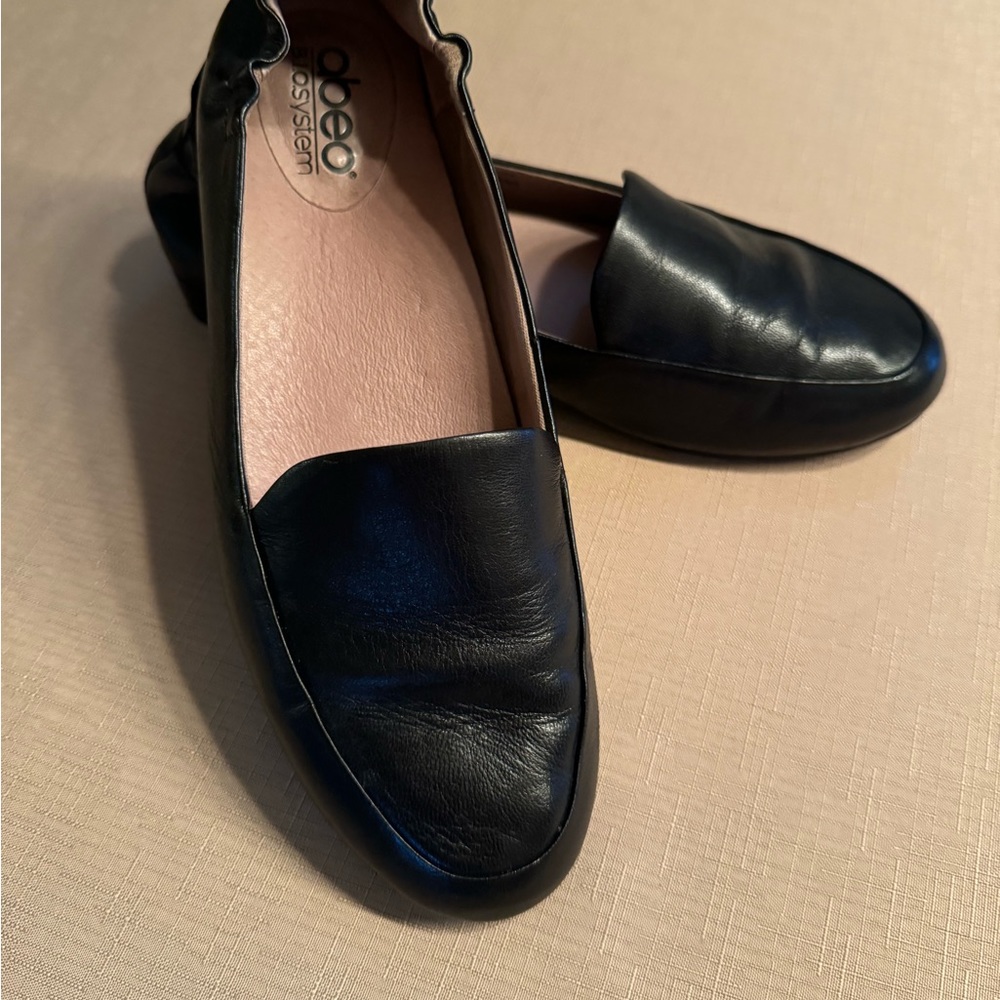 AbeoJEAN Black Nubuck Leather Bio System Arch Support Slip On Loafer, Size 8N